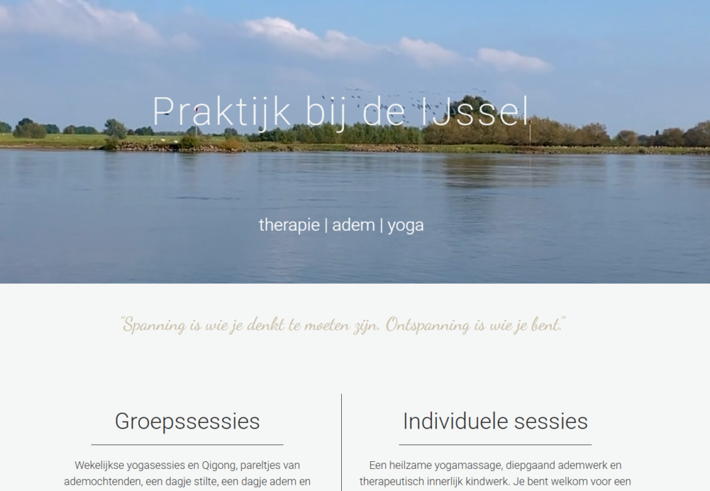Screenshot van de website van Praktijk bij de IJssel