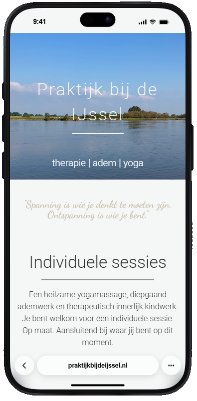 Screenshot van de website van Praktijk bij de IJssel